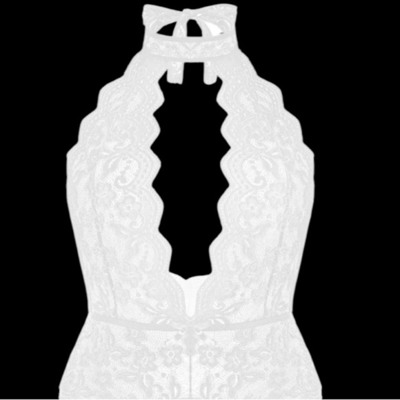 NWT Avidlove Elegant White Lace Halter Bodysuit - Picture 4 of 5